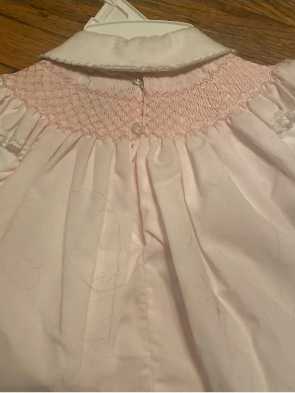 VTG Friedknit Creations Smocked Infant Dress White Pink NWT 9 Months Heirloom